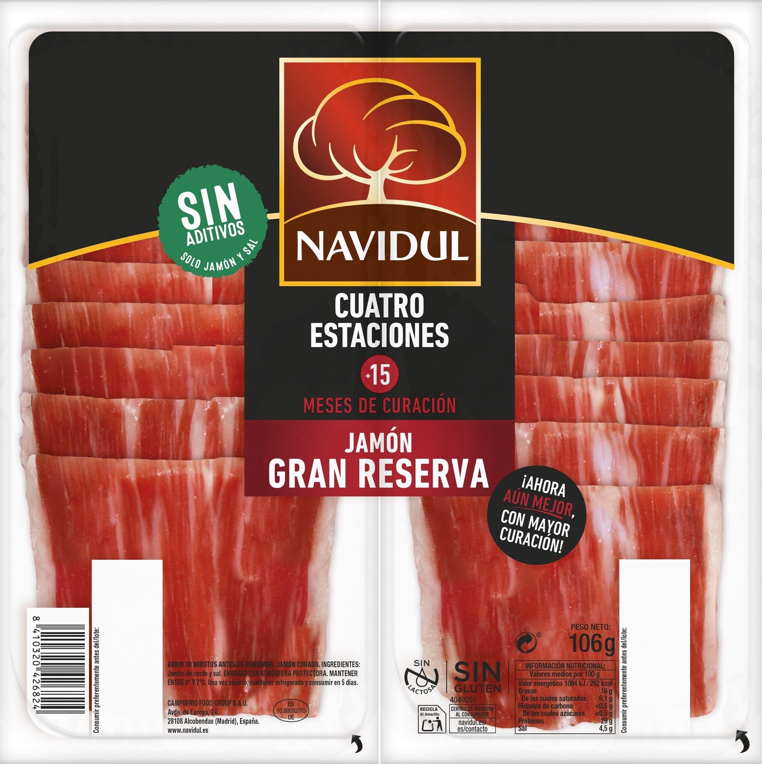 Jamón curado lonchas Navidul p2 53g/u 3€