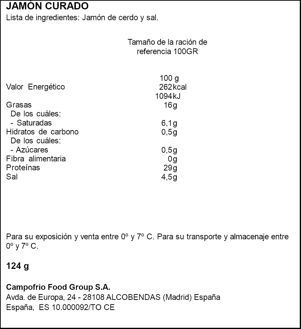 Jamón curado 4estaciones gran reserva Navidul 124g