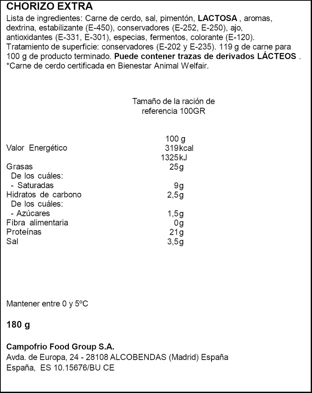 Chorizo Tradicional Revilla p2 90g/u