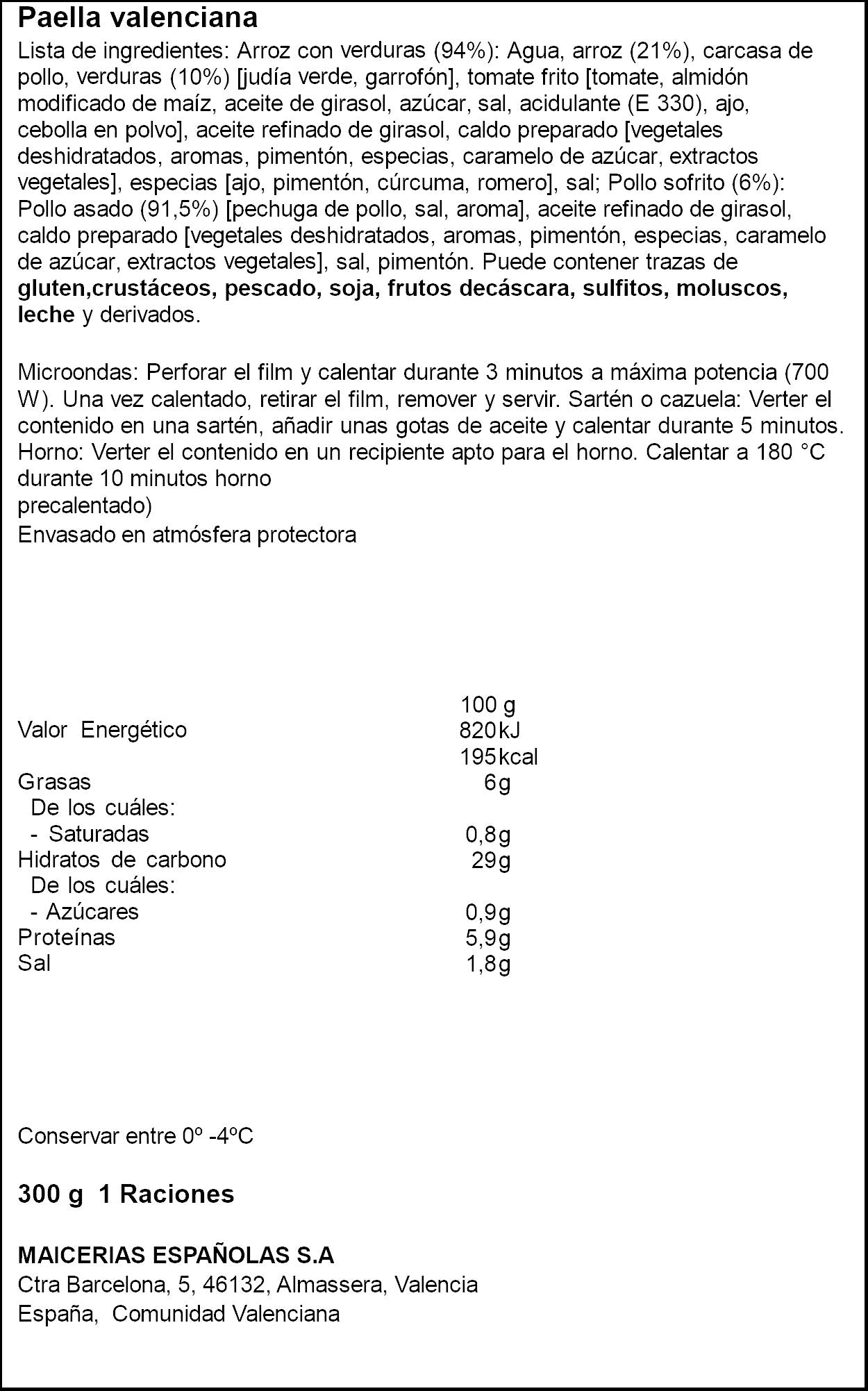 PAELLA VALENCIANA DELINATUR 300G