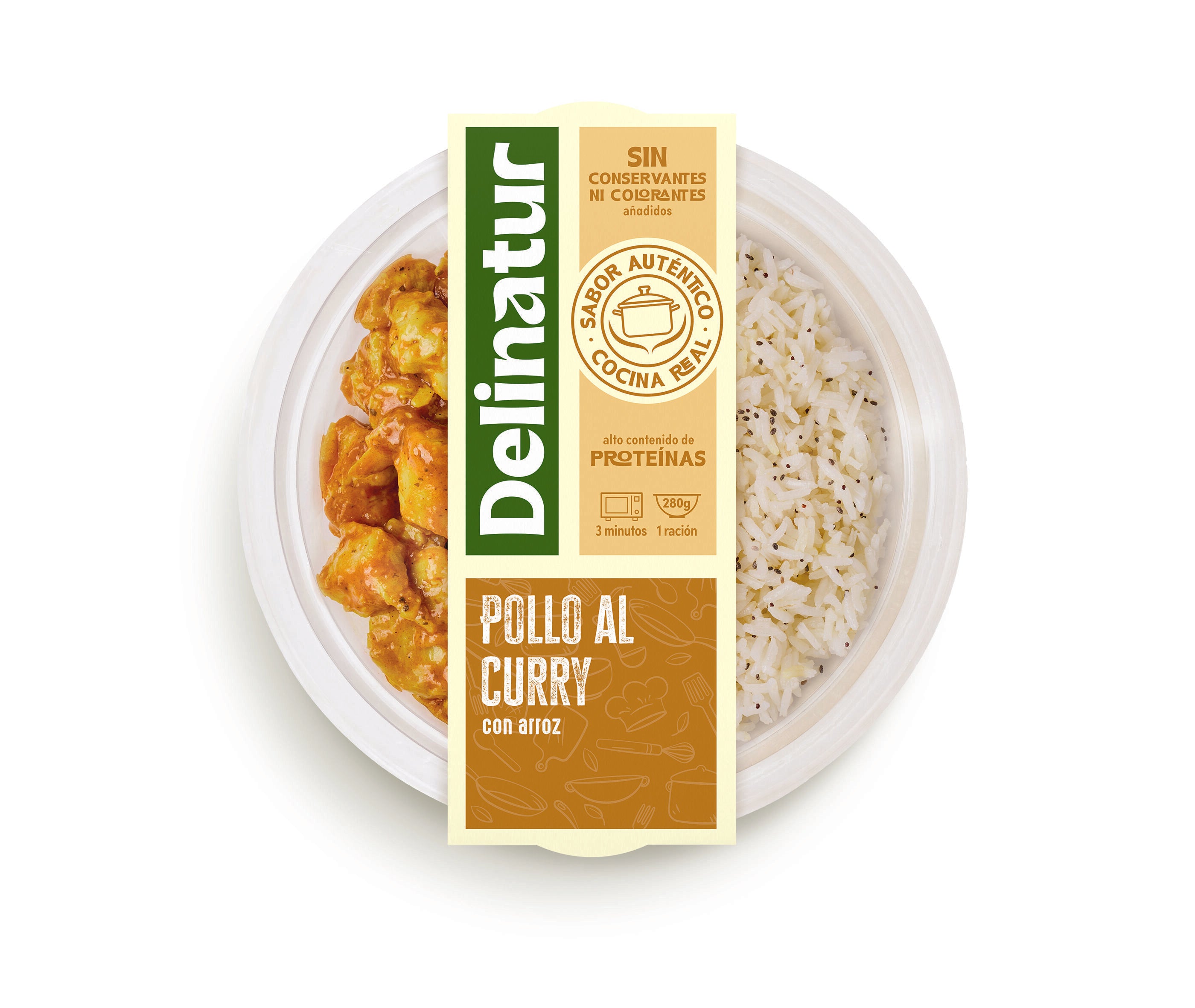 POLLO AL CURRY CON ARROZ DELINATUR 280G