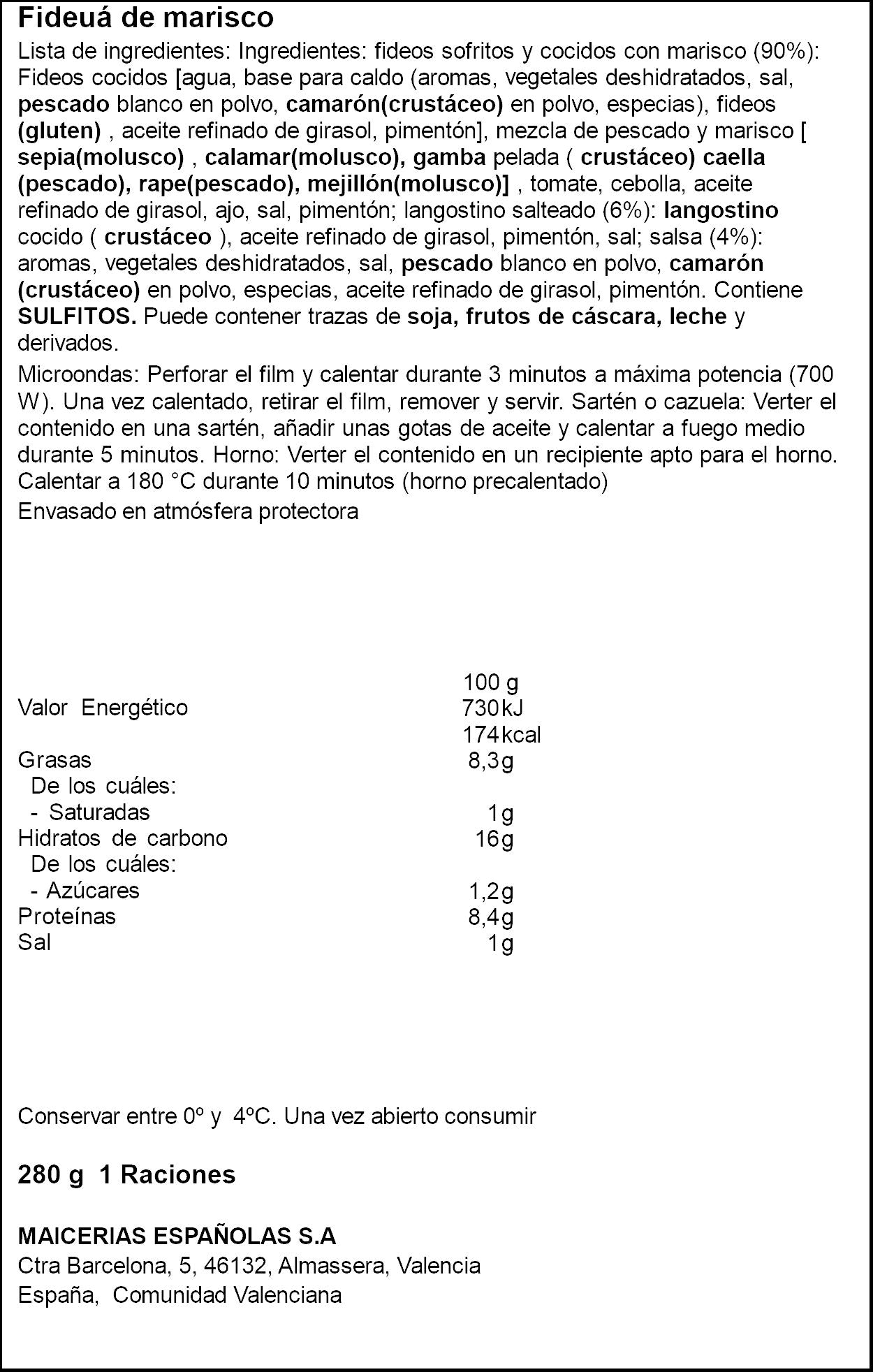FIDEUA DE MARISCO DELINATUR 280G