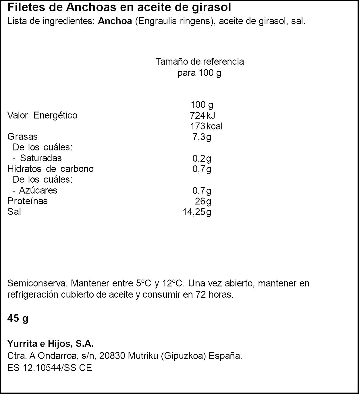 Anchoas aceite de girasol lata Leribe 23g escurr