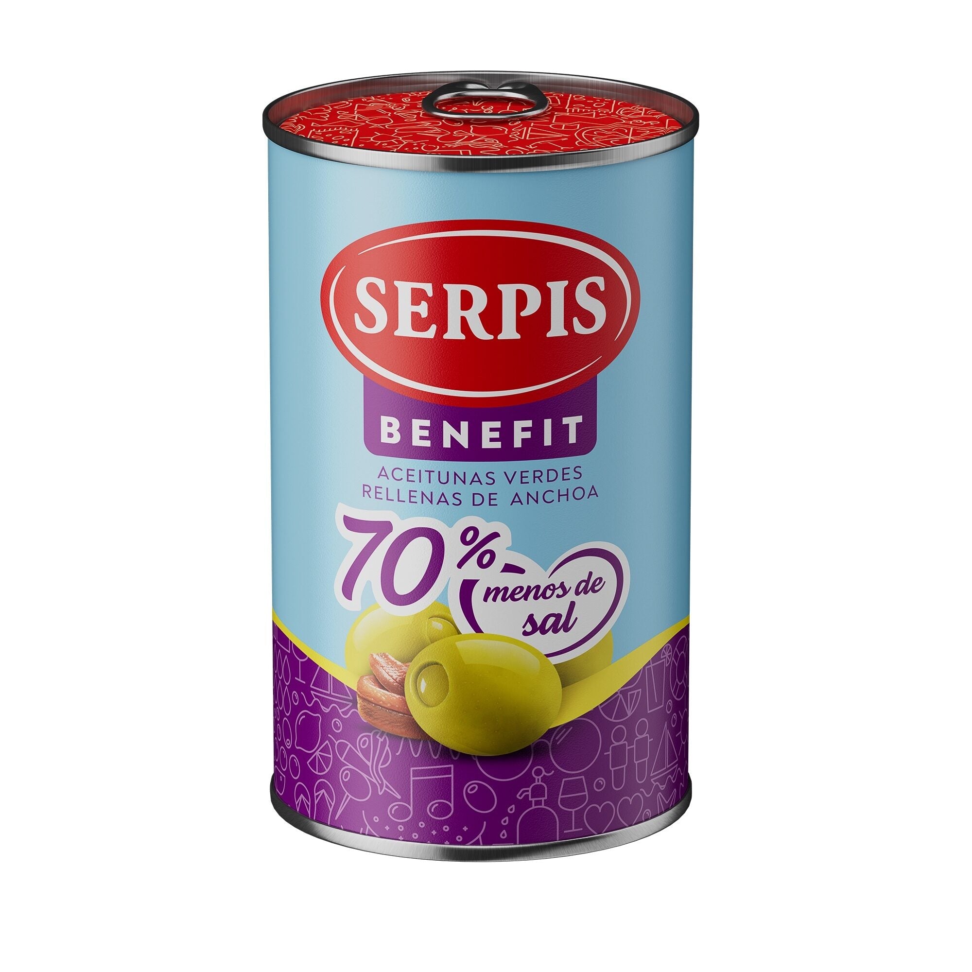 Aceituna verde rellena anchoa -70% sal Serpis 130g escurr