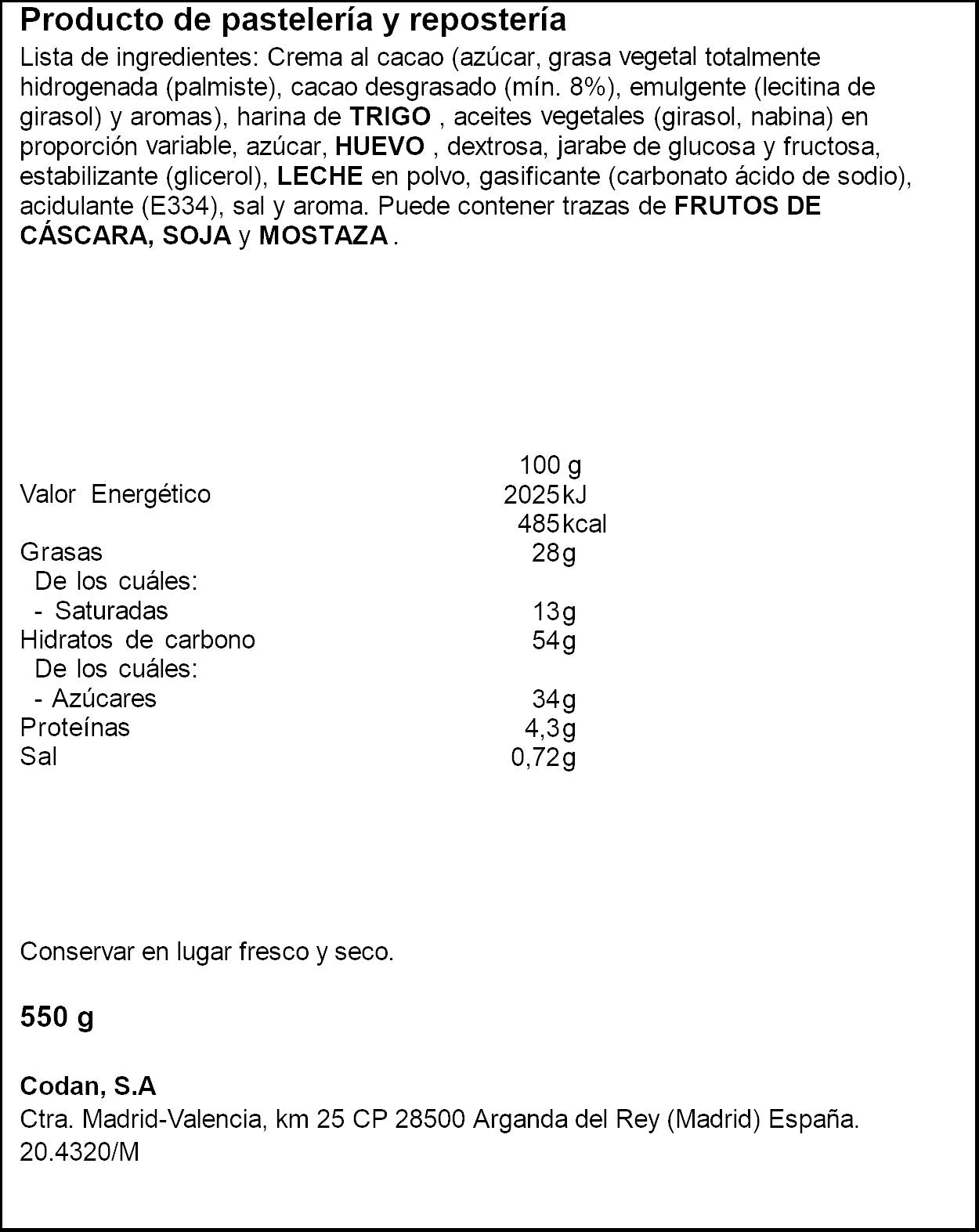 Concha estuche Codan 550g