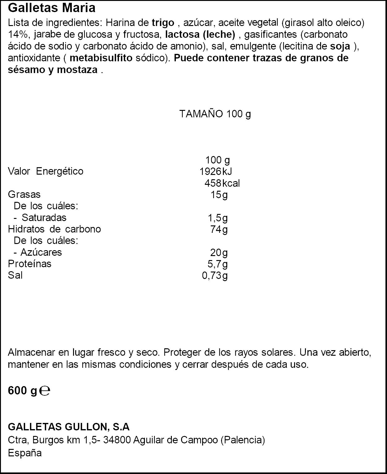 Galleta dorada  Gullón p3 600g