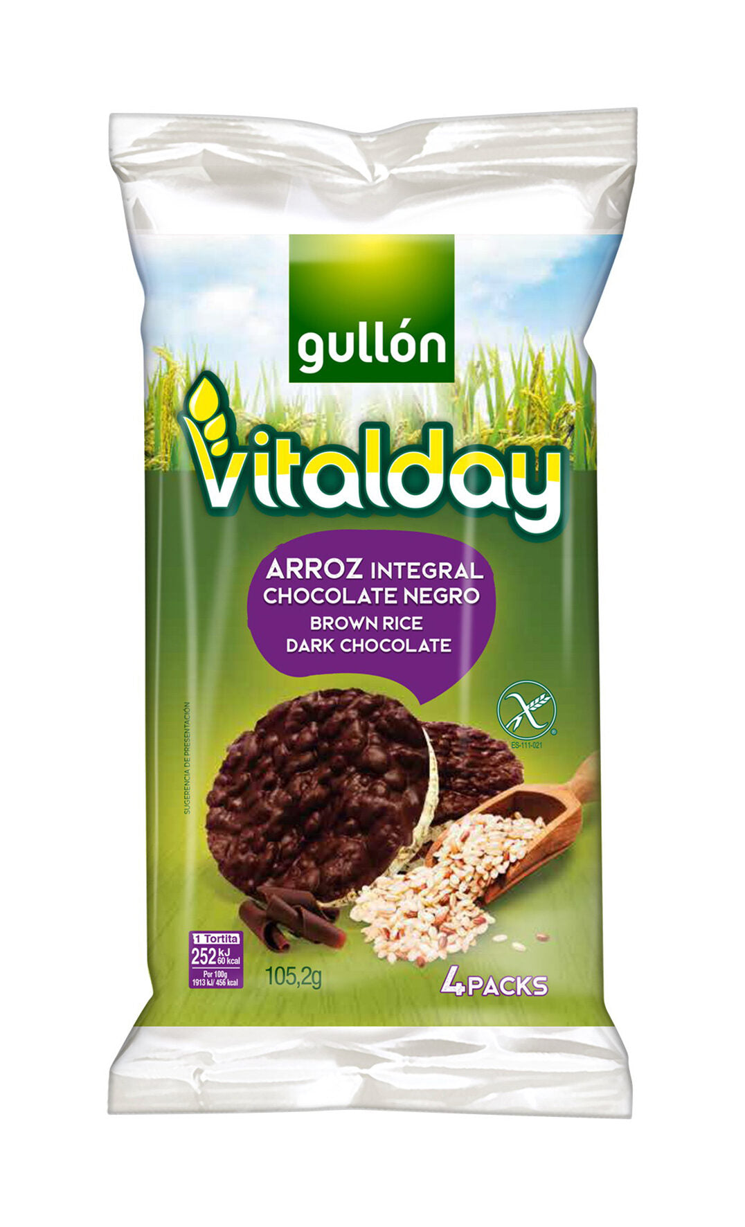 Tortita de arroz integral choco negro Vitalday Gullon 100g