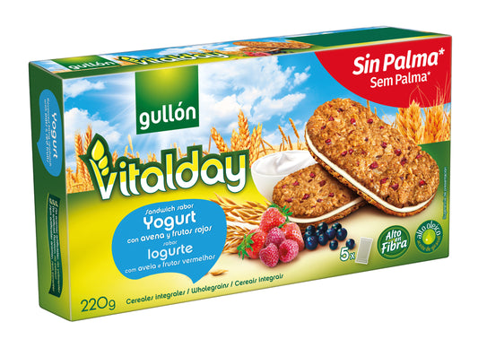 Galleta sandwich yogur avena frutos rojo Gullón 220g La Despensa
