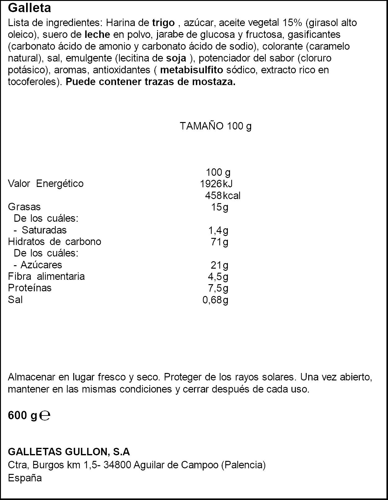 Galleta hookies tuestis Gullón 600g