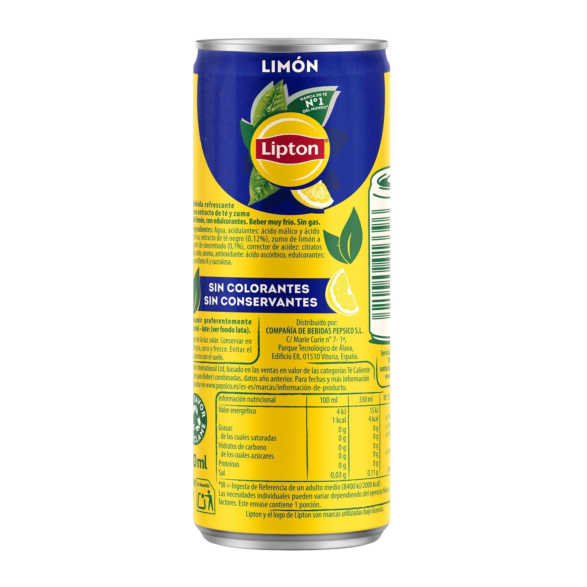 Té limón s/az lata Lipton 330ml