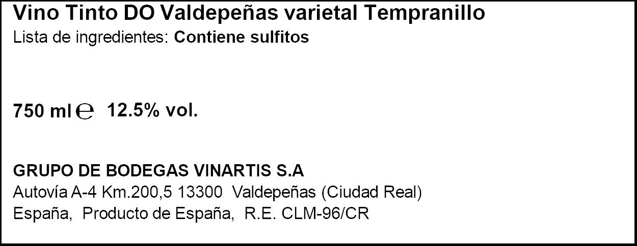 Vino tinto cosecha valdepeñas Señorio Llanos 750ml