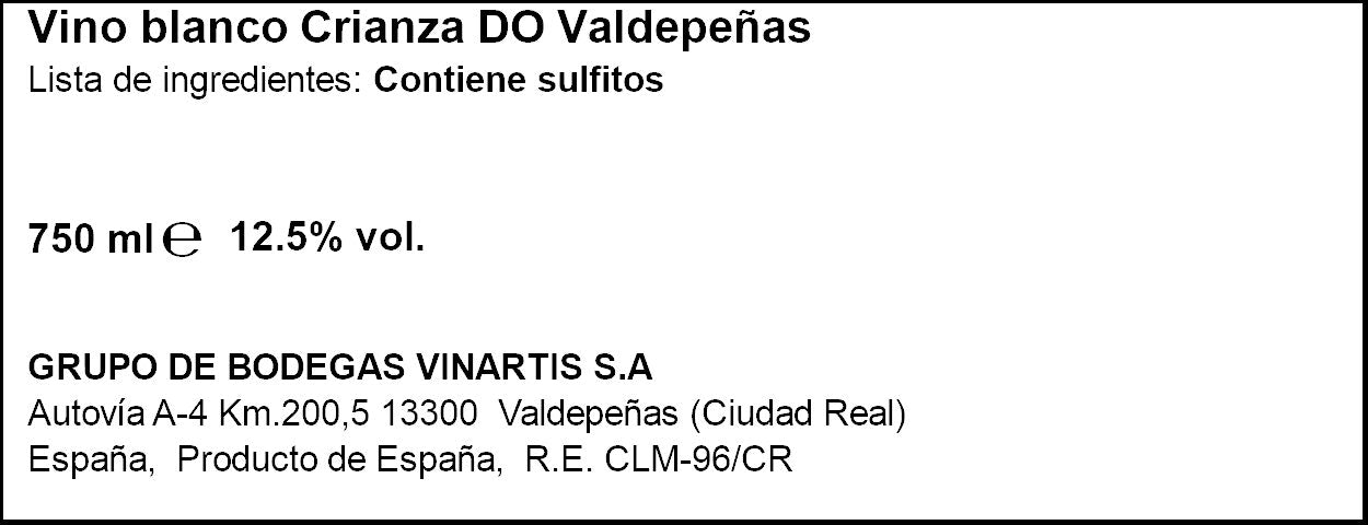 Vino blanco roble valdepeñas Señorio Llanos 750ml