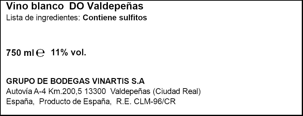 Vino blanco cosecha valdepeñas Señorio Llanos 750ml