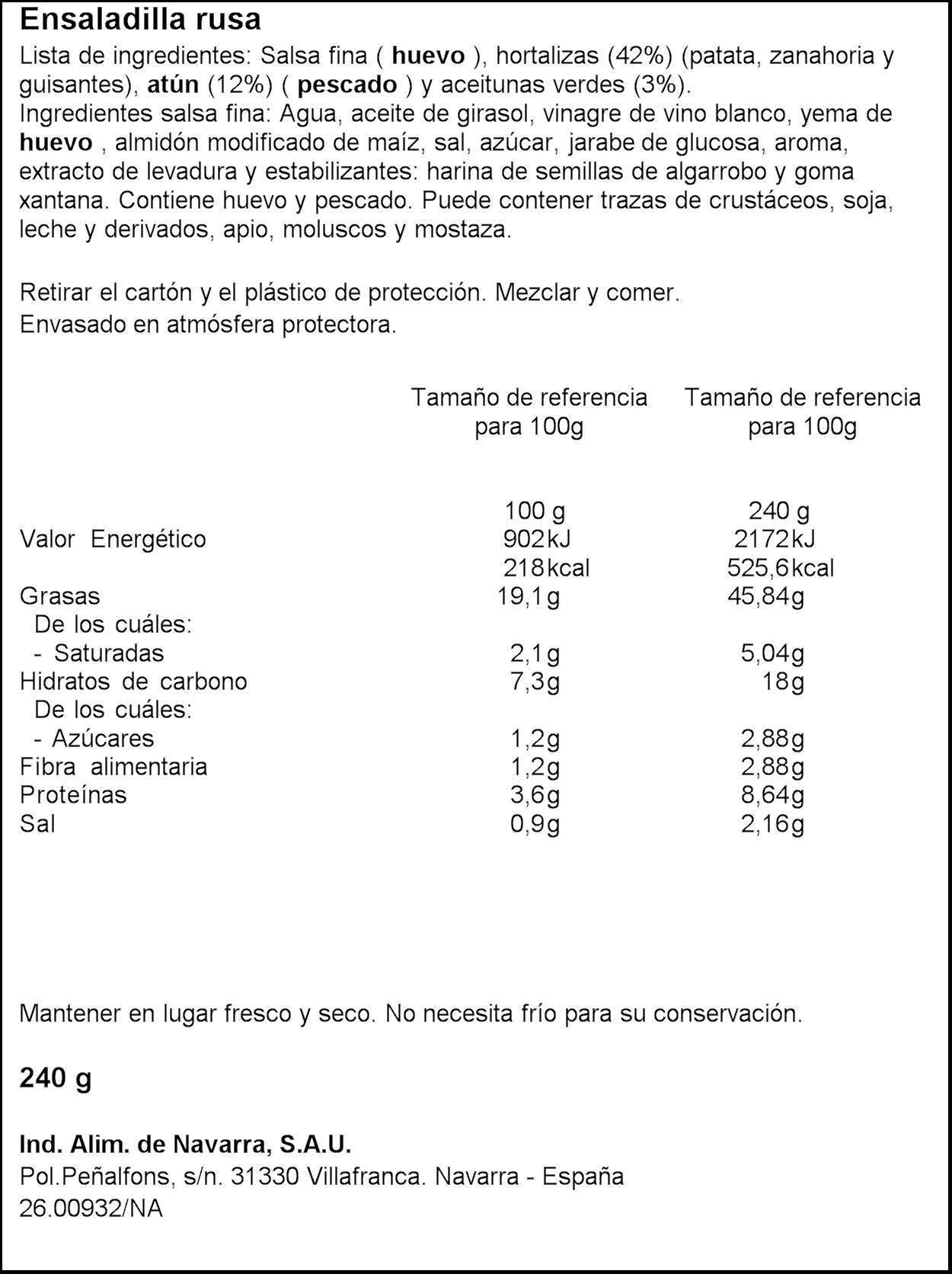 Ensaladilla rusa  Carretilla 240g