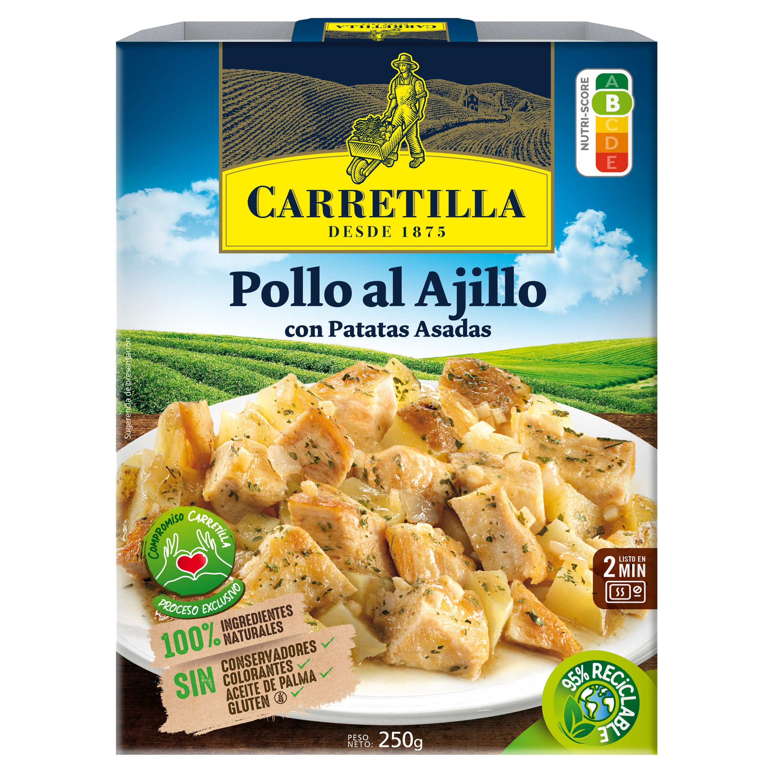 Pollo al ajillo c/ patatas asadas Carretilla 250g