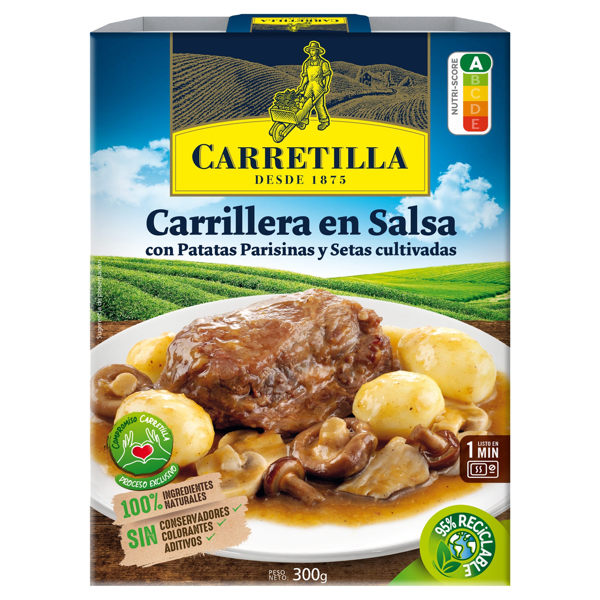 Carrilera en salsa c/ patatas parisinas, setas y aceite de oliva Carretilla 300g