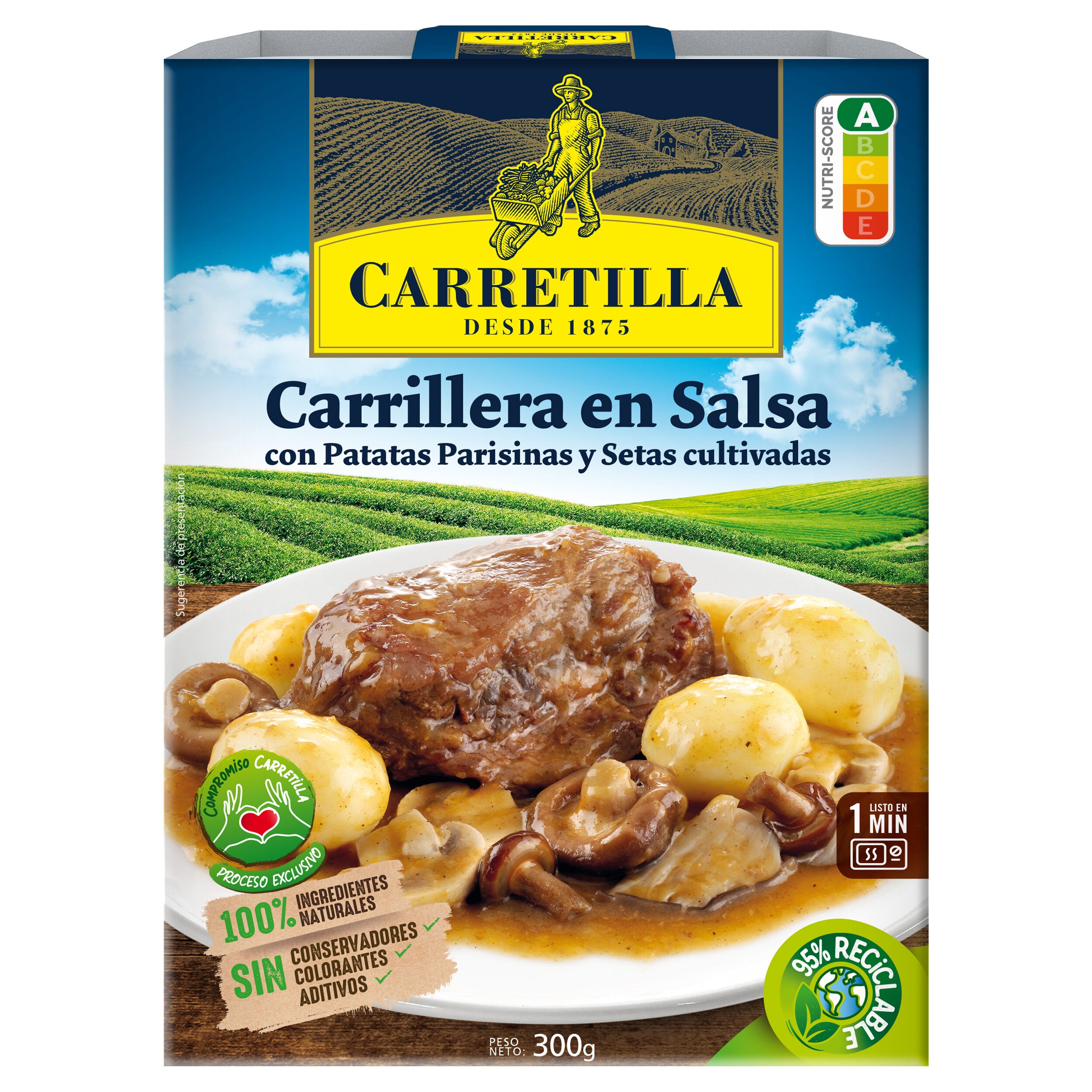 Carrilera en salsa c/ patatas parisinas, setas y aceite de oliva Carretilla 300g