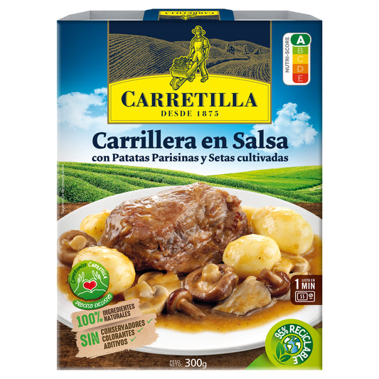 Carrilera en salsa c/ patatas parisinas, setas y aceite de oliva Carretilla 300g La Despensa