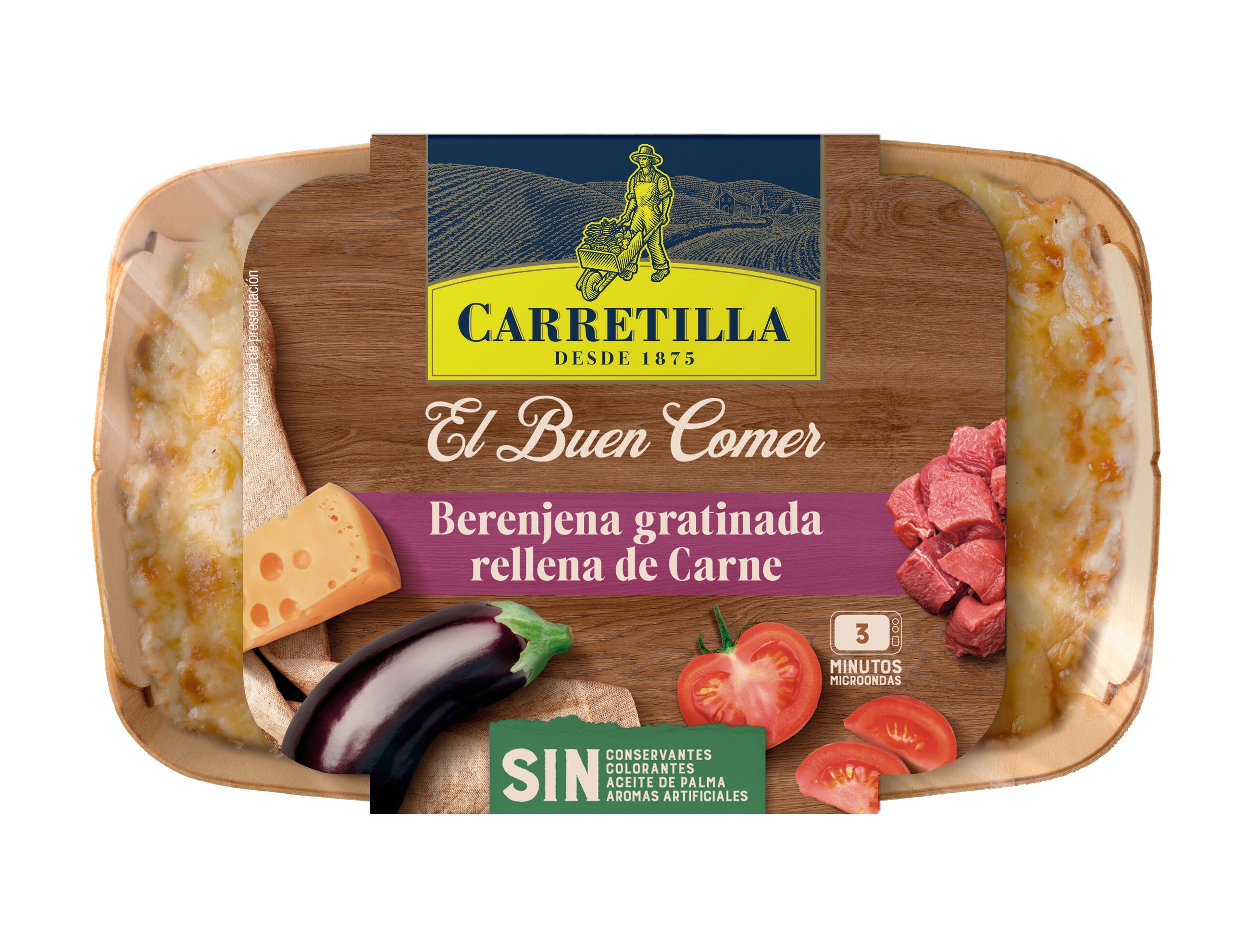 Berenjena gratinada rellena carne Carretilla 350g