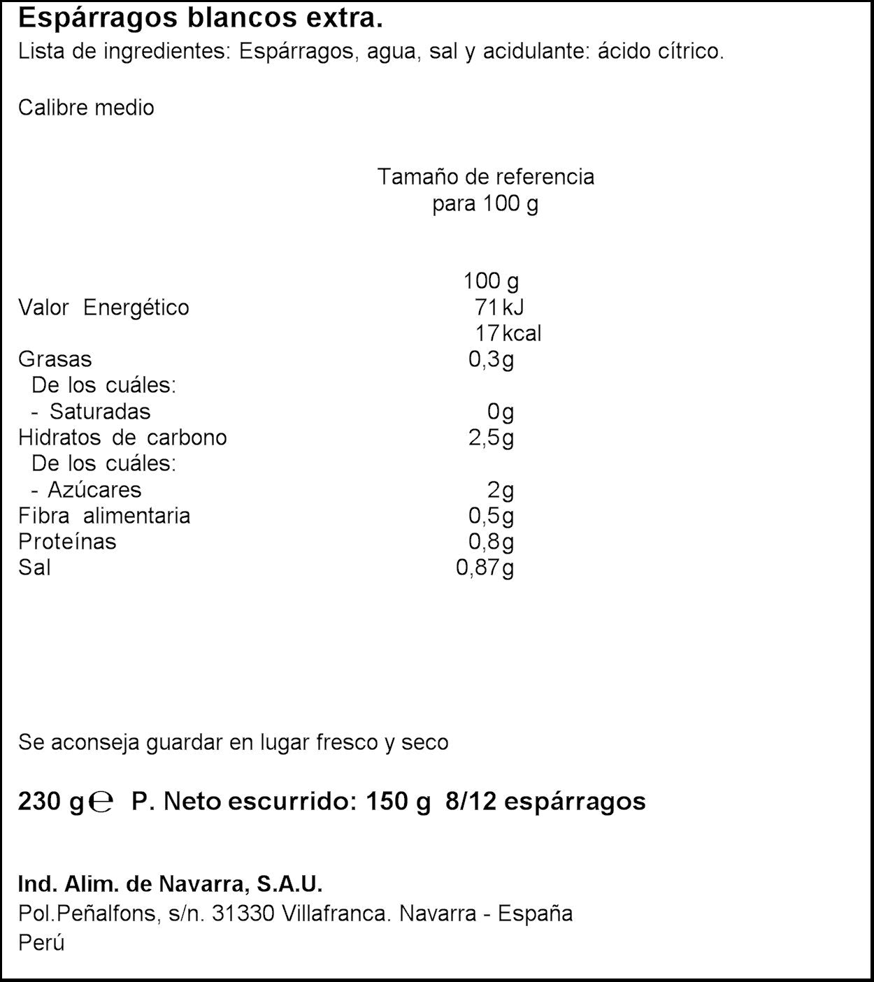 Espárrago blanco fiesta lata 8/12 Carretilla 150g escurr