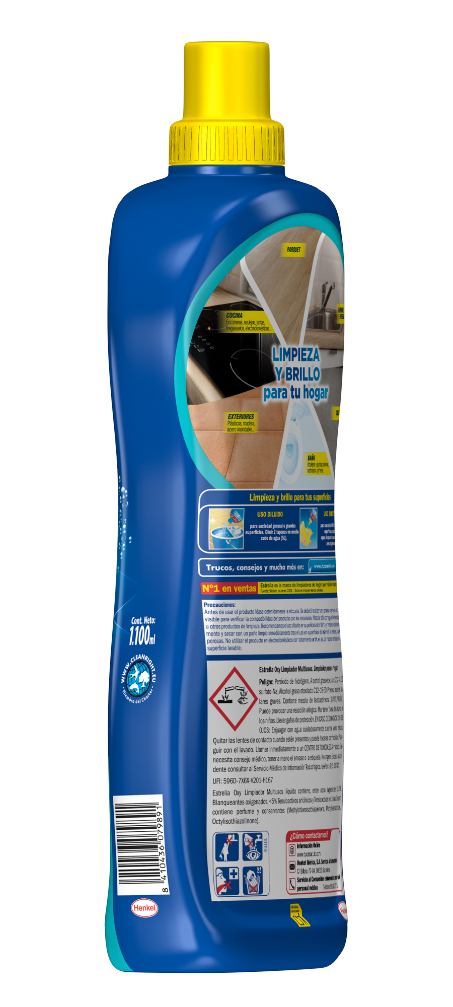 Lejía con detergente oxi activo Estrella 1.10l