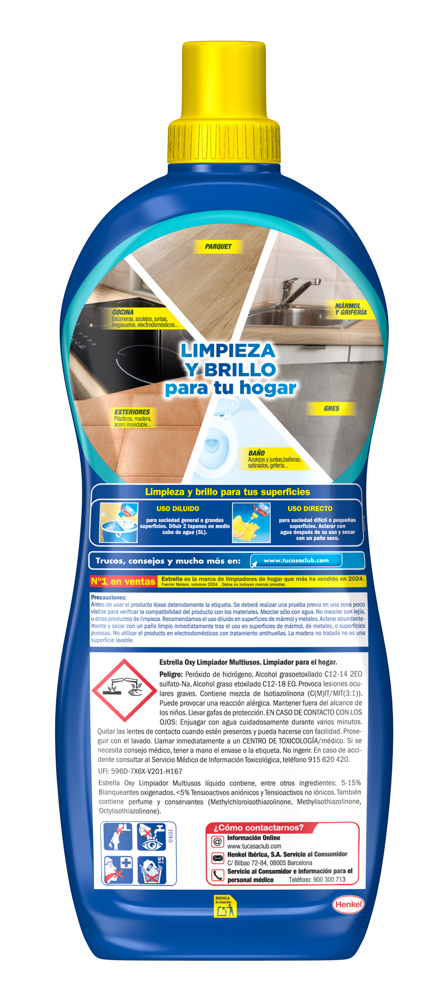 Lejía con detergente oxi activo Estrella 1.10l