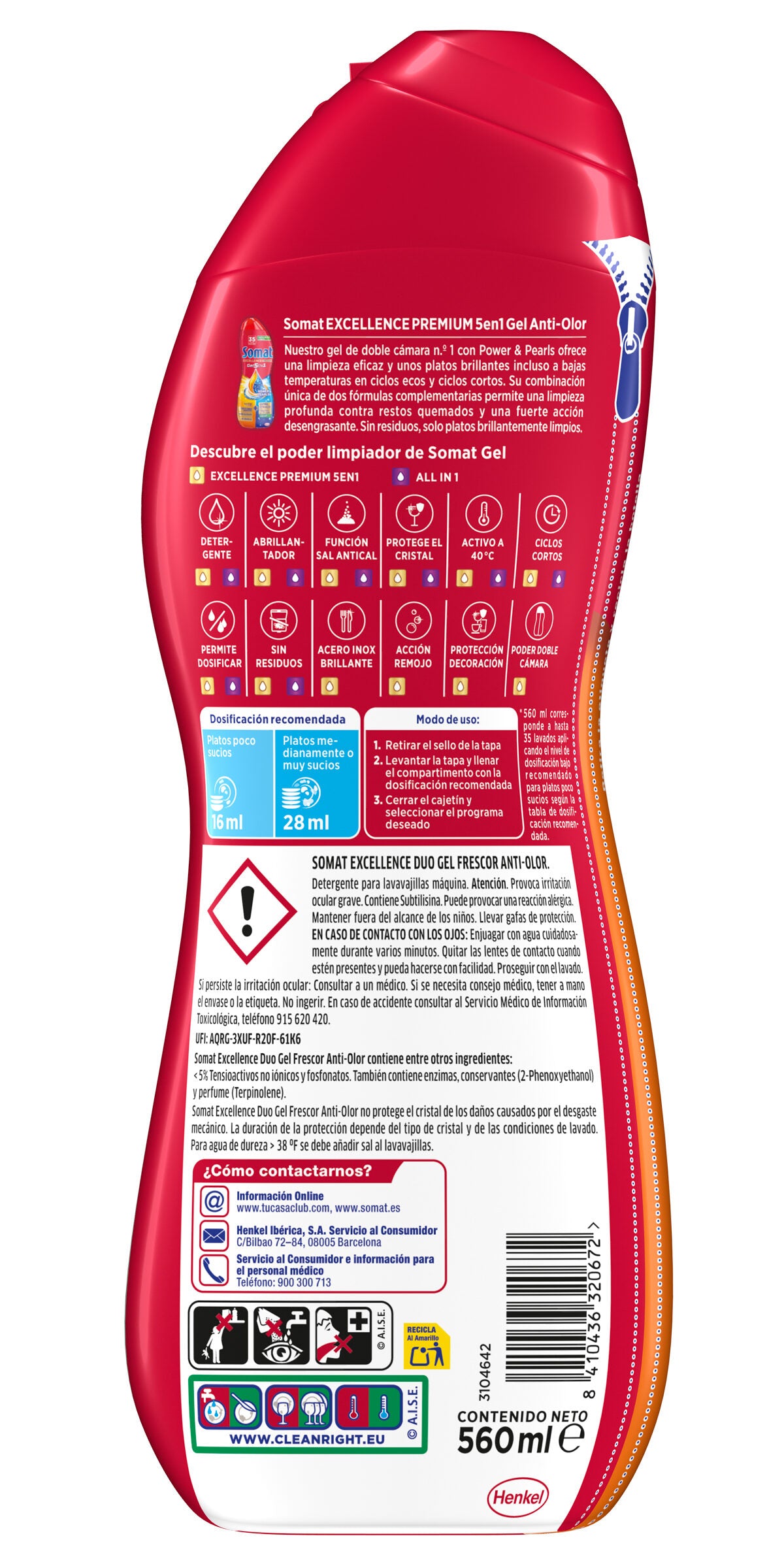 Lavavajilla máquina líquido vinagre Somat oro 35d