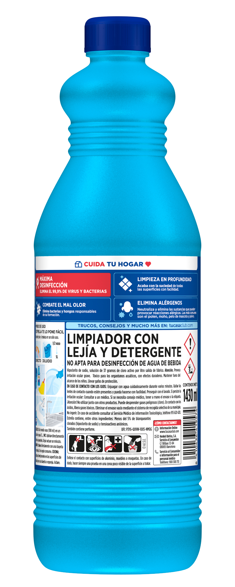 Lejía con detergente azul Estrella 1.43l