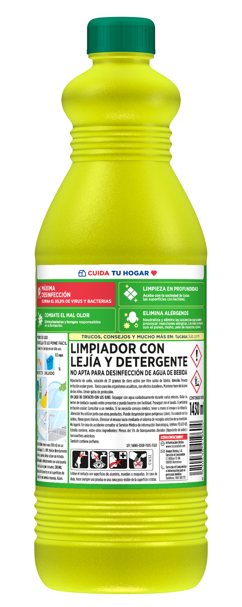Lejía con detergente limón Estrella 1.43l