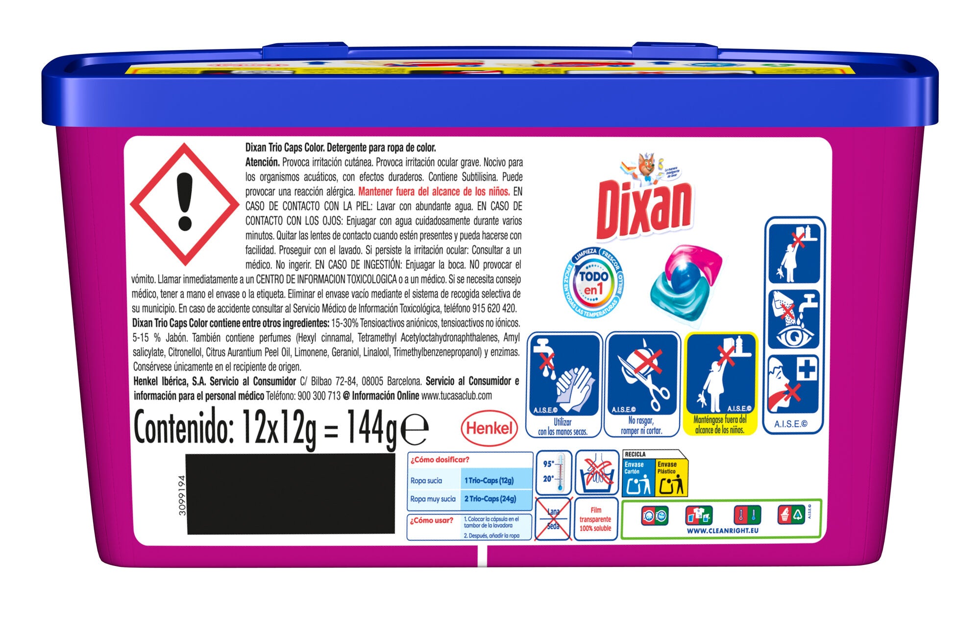 Detergente cápsulas triocaps aas Dixan 12d
