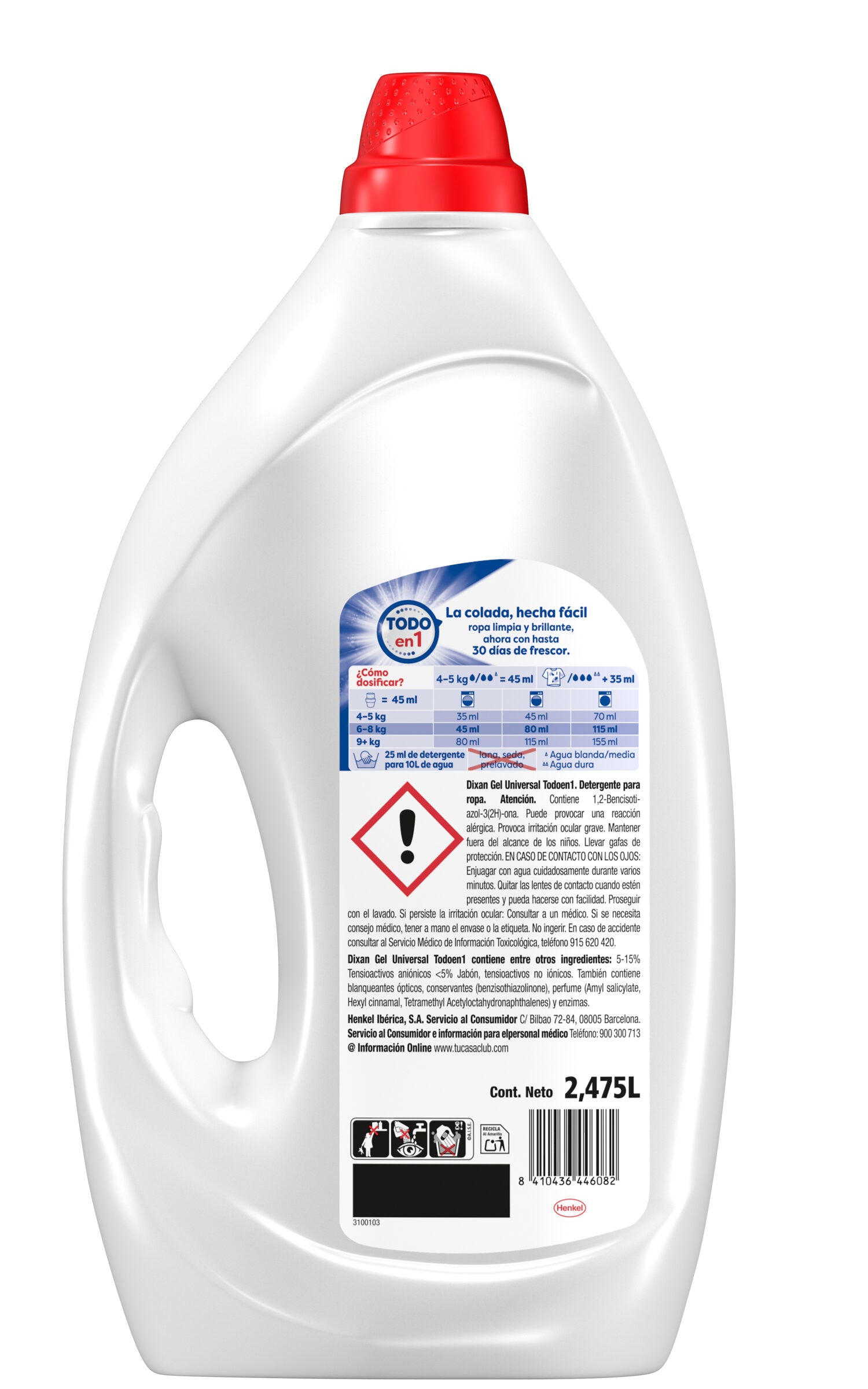 Detergente líquido de gel Dixan 55d