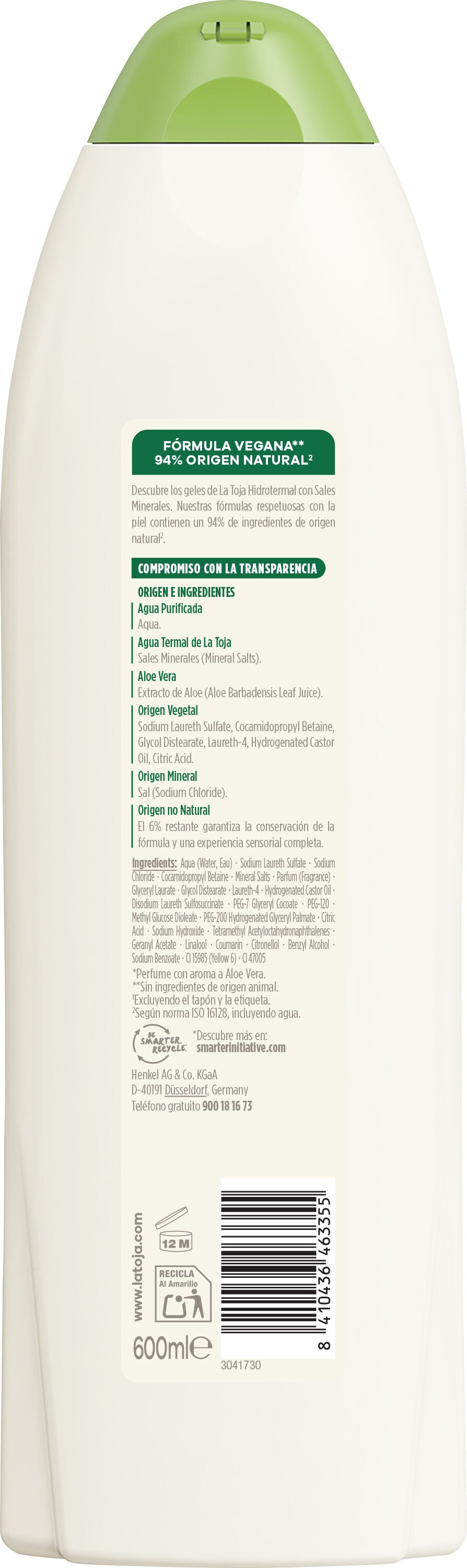 Gel de baño aloe vera La toja 600ml