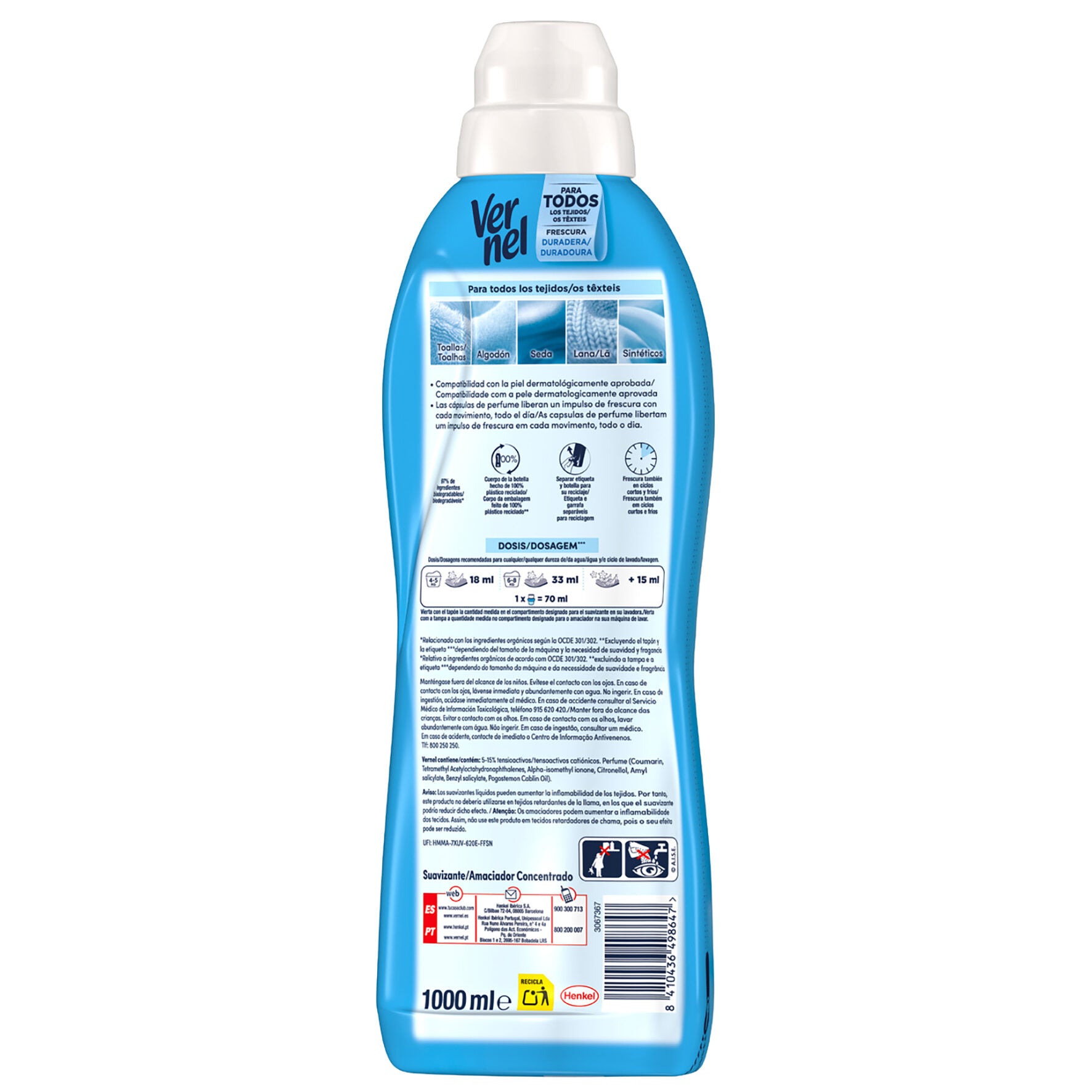 Suavizante concentrado cielo azul Vernel 55d