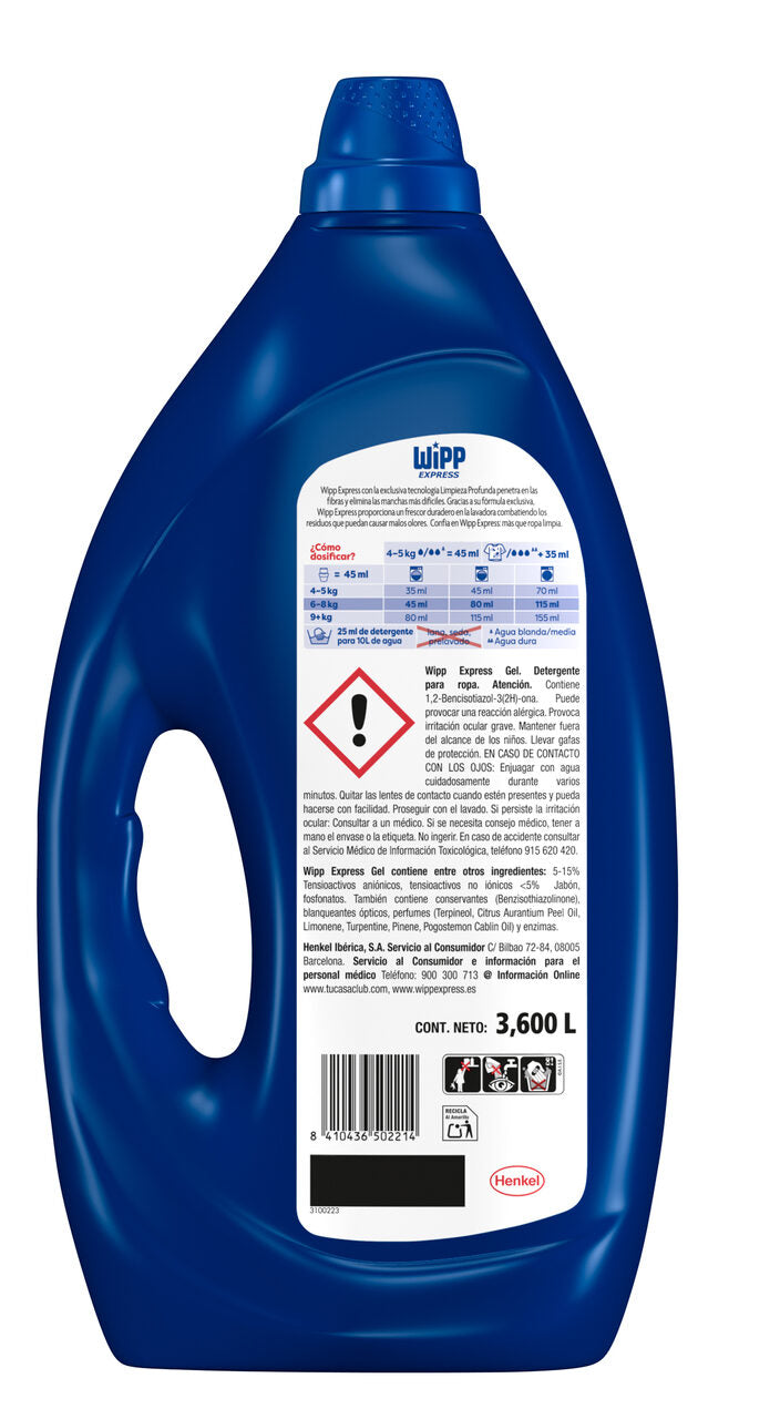 Detergente gel azul Wipp 40+40d
