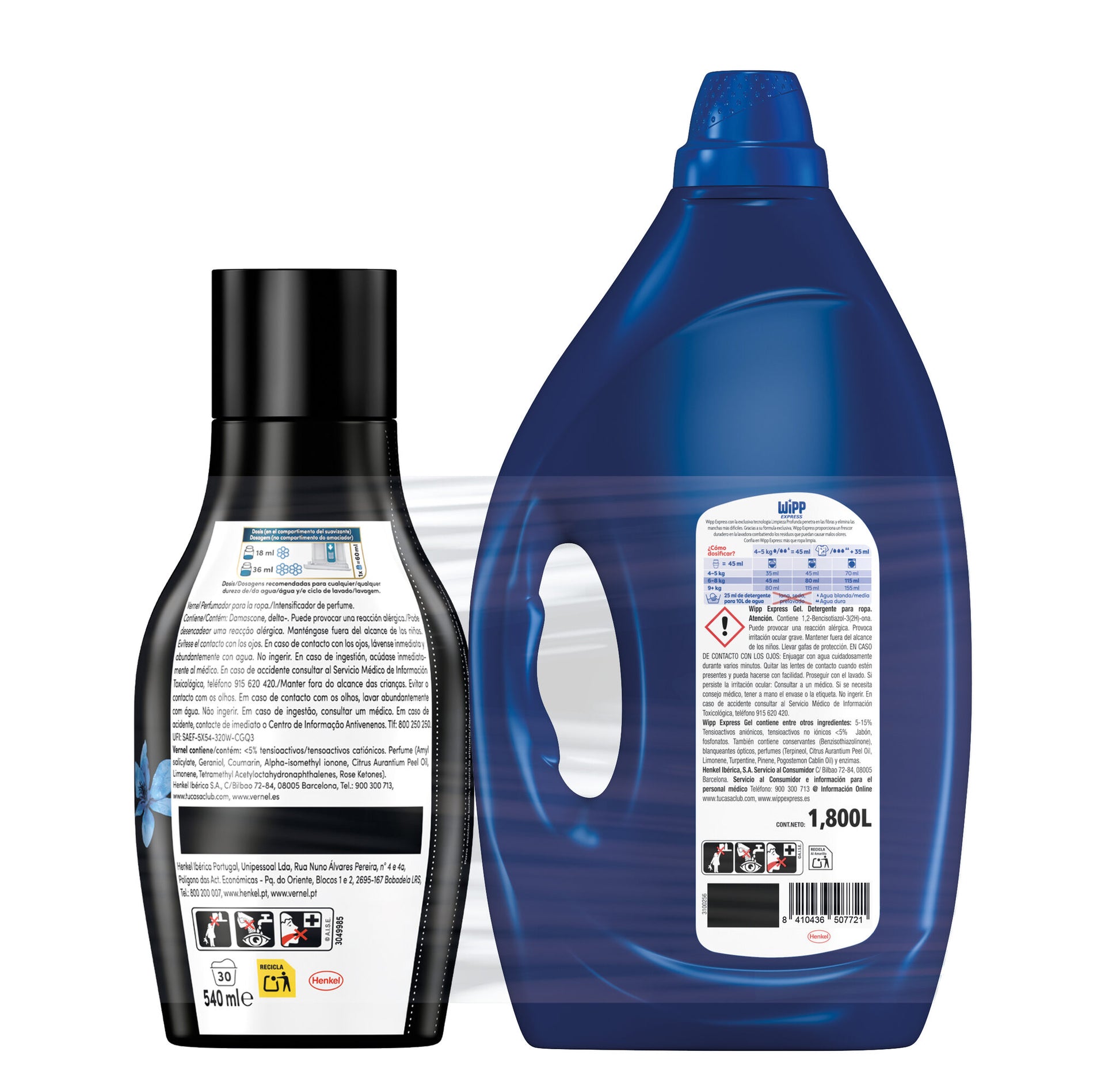 Detergente azul + perfumador vernel Wipp40d+30d