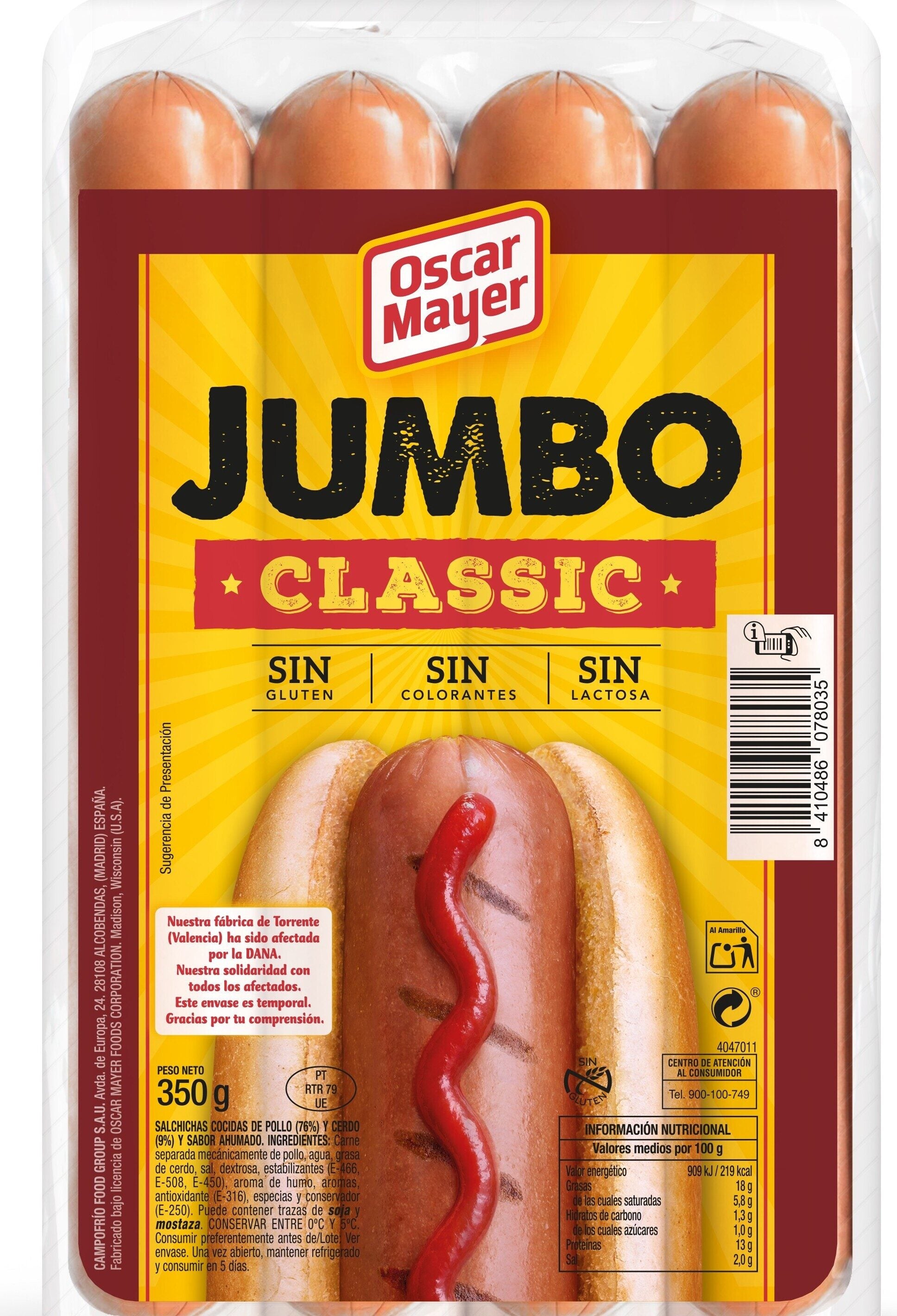 Salchicha classic jumbo Oscar mayer 350g