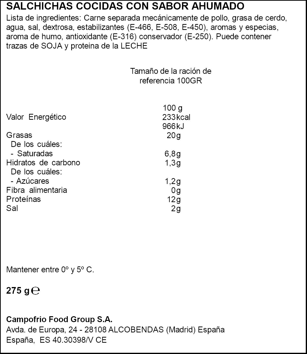 Salchicha bocata wieners Oscar mayer 275g