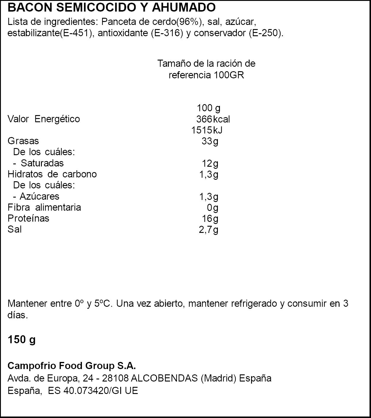 Bacon lonchas Oscar mayer 150g
