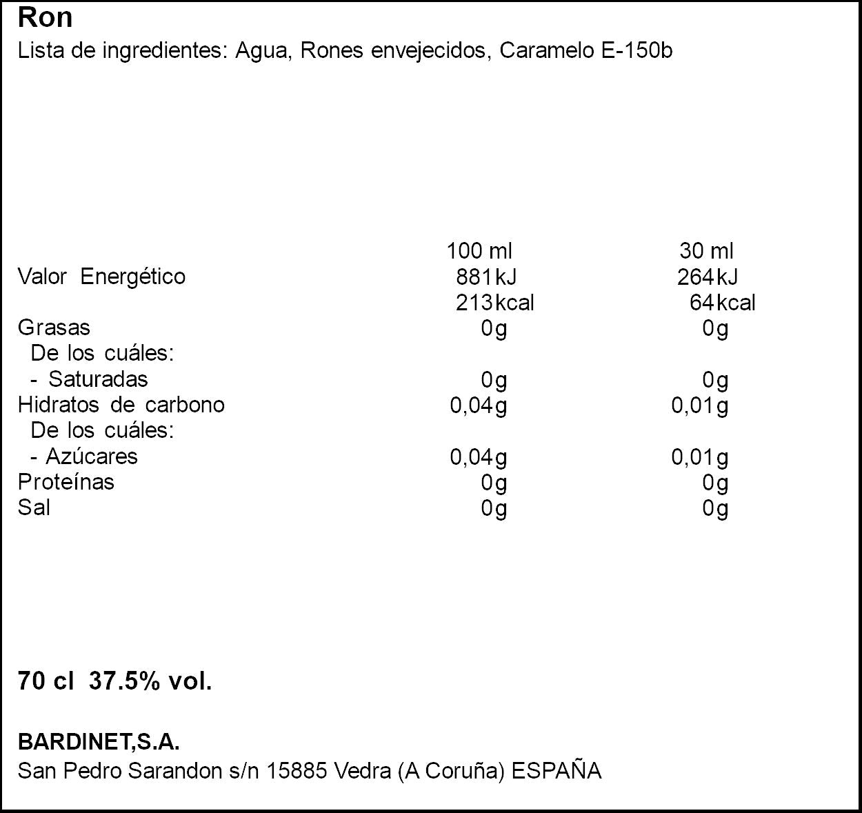 Ron  Negrita 700ml