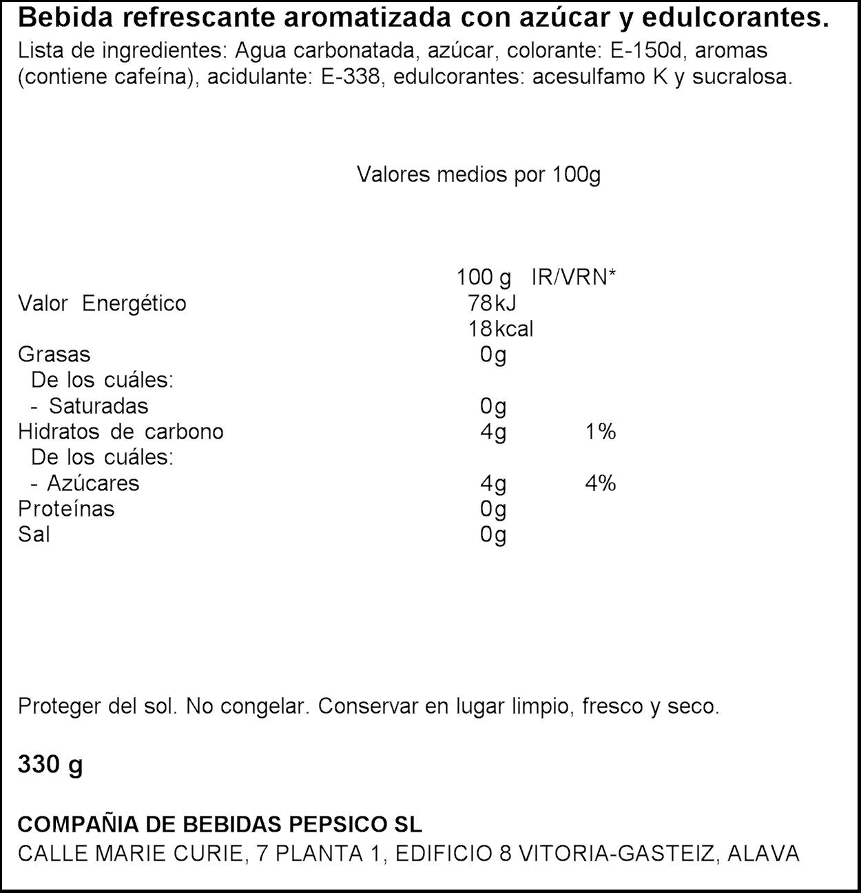 Refresco cola lata Pepsi 330ml