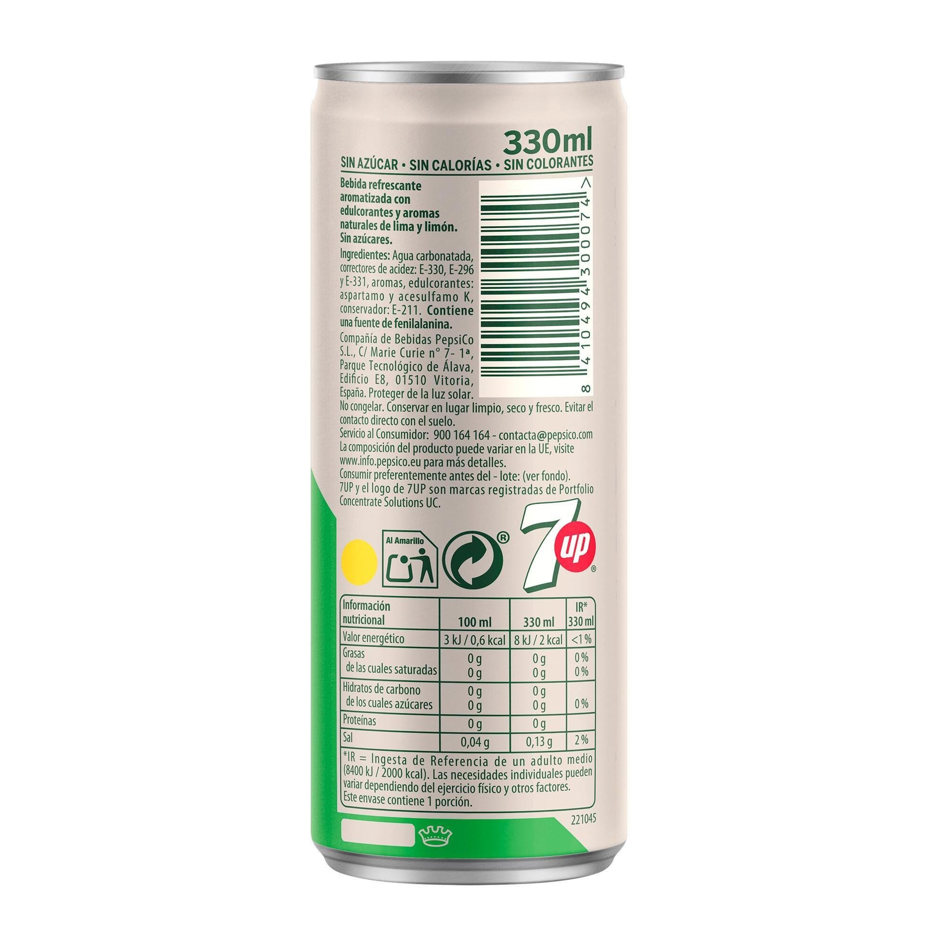 Refresco lima zero lata Seven up 330ml