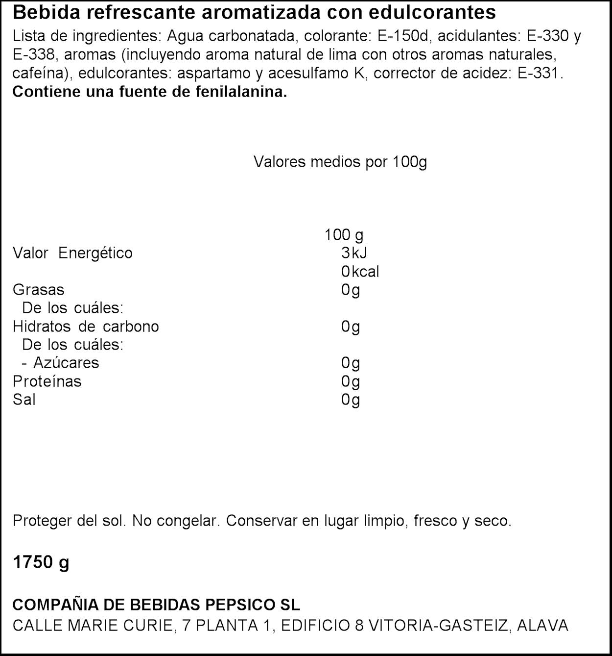 Refresco cola lima Pepsi max 1.75l