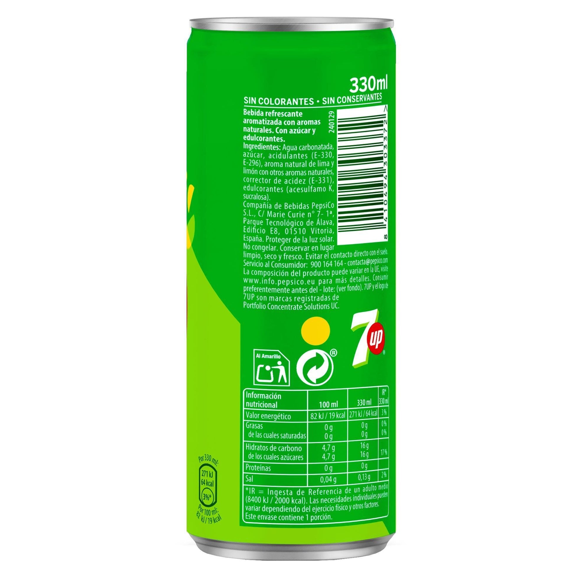 Refresco lima limón  lata Seven up 330ml