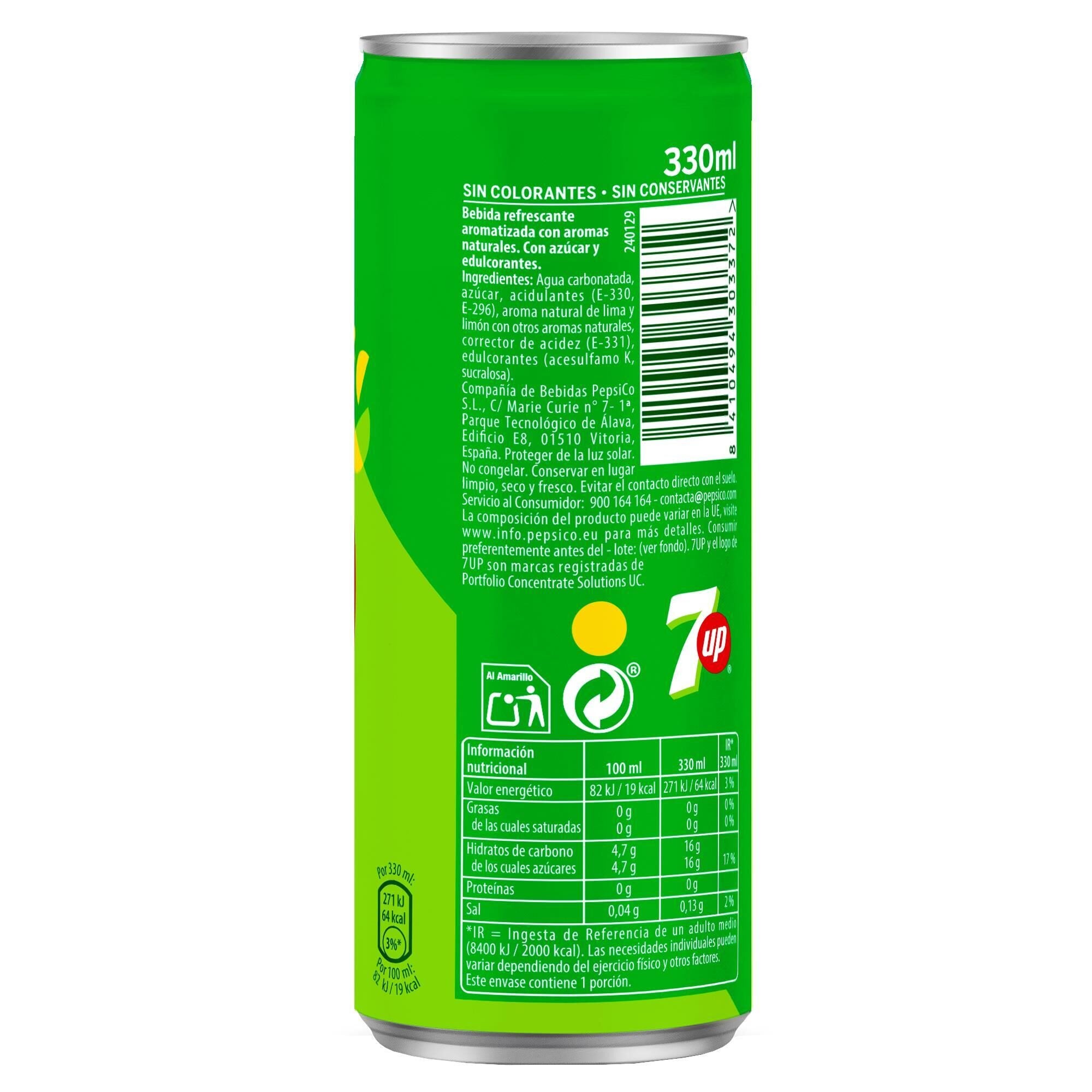 Refresco lima limón  lata Seven up 330ml