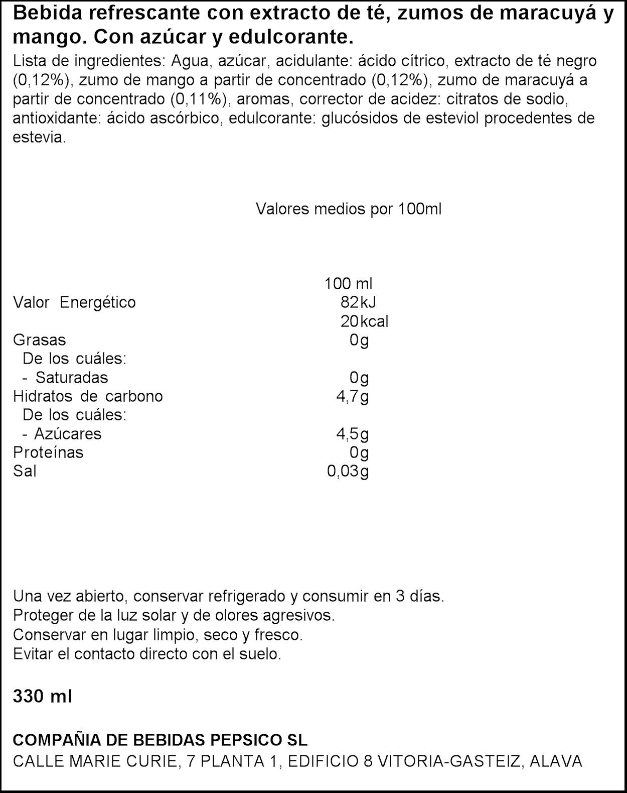 Té mang/maracuya lata Lipton 330ml