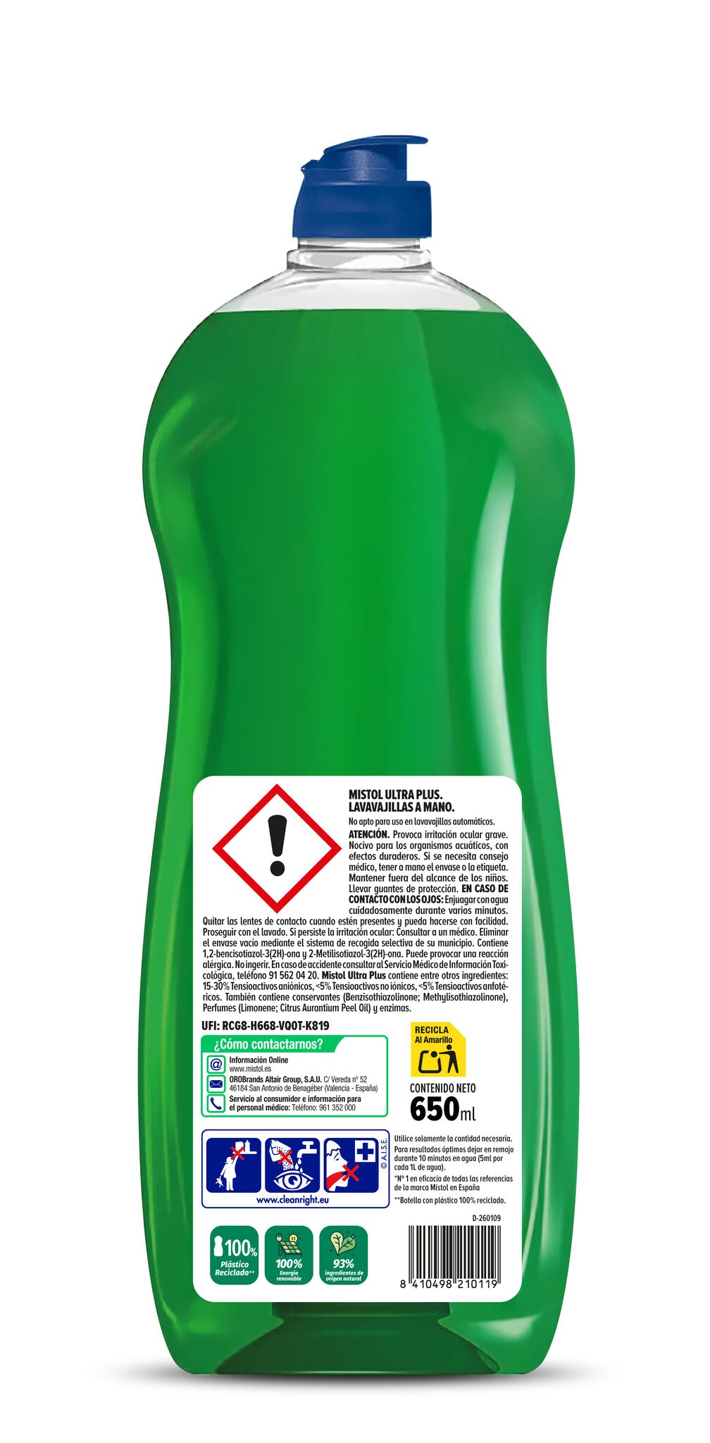 Lavavajilla concentrado original Mistol 650ml