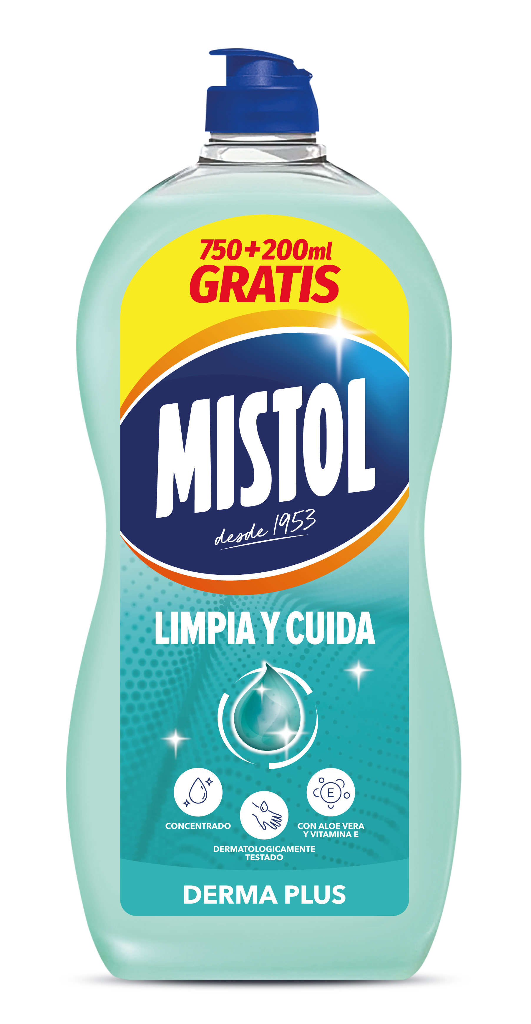 Lavavajilla concentrado derma plus Mistol 750+200ml gratis