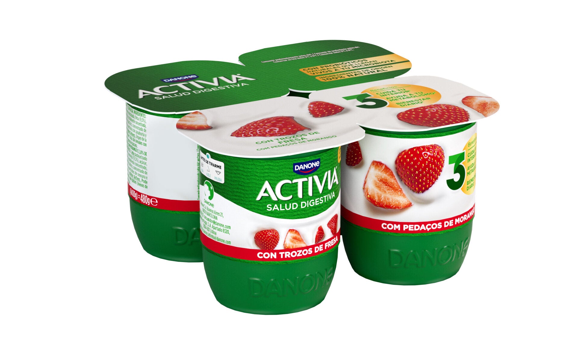 Yogur bifidus c/fresas activia Danone p4 125g/u