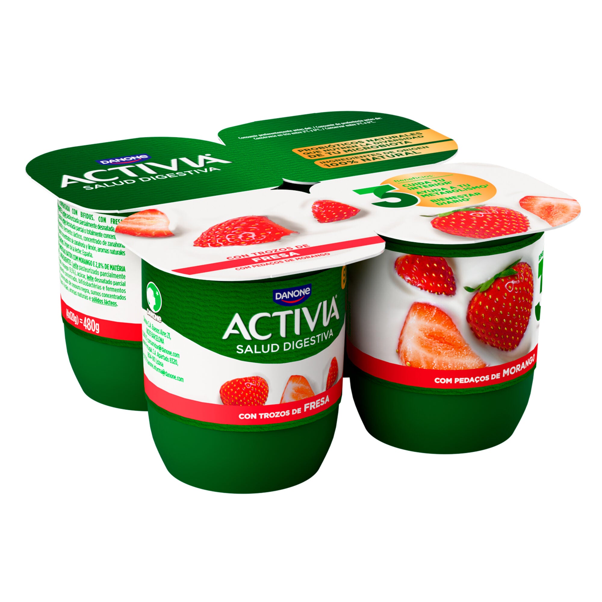 Yogur bifidus c/fresas activia Danone p4 125g/u