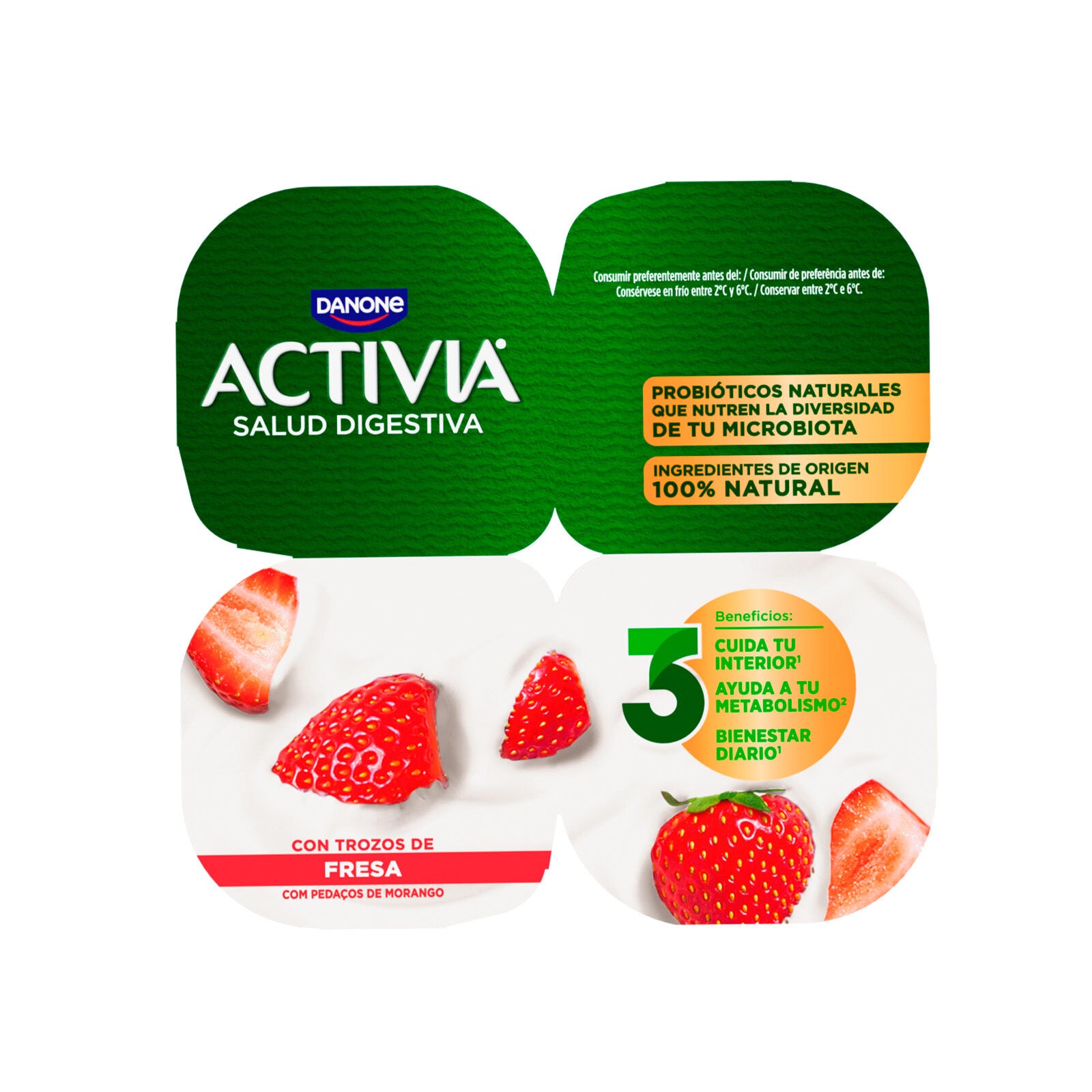 Yogur bifidus c/fresas activia Danone p4 125g/u